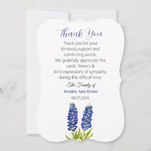 Invitación Flores de simpatía Bluebonnets Funeral Muerte Grac