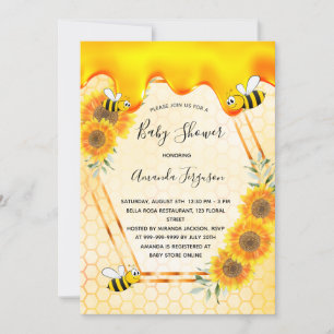 Invitación Flores de sol de abejas de burbuja mamá a bebe duc