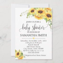Invitación Flores de sol floral romántico boho moda de bebé d