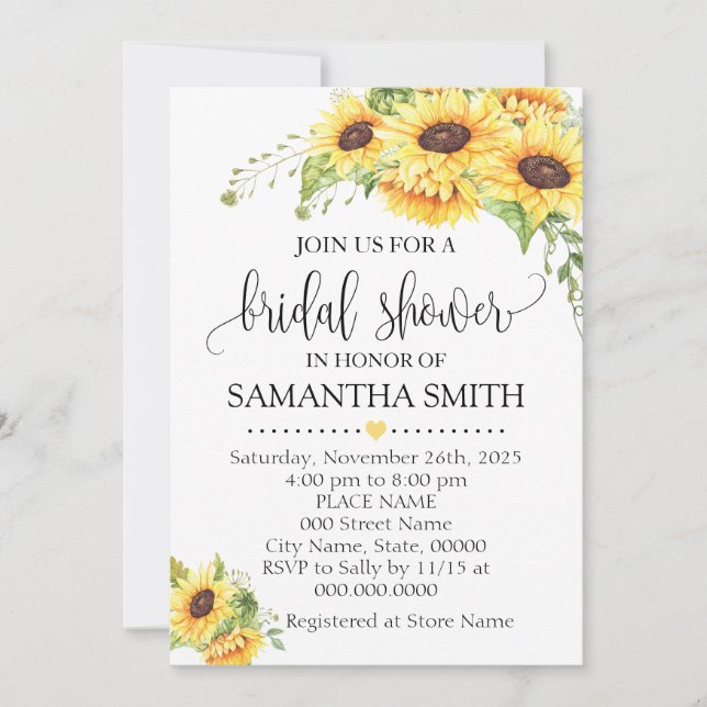 Invitación Flores de sol floral romántico boho moda ducha de  (Anverso)