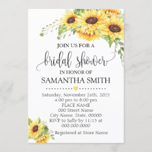 Invitación Flores de sol floral romántico boho moda ducha de 