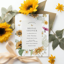 Invitación Flores de sol rusas Ducha de novias de verano tard