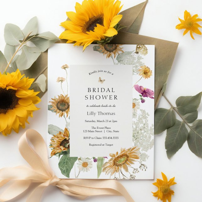 Invitación Flores de sol rusas Ducha de novias de verano tard (Subido por el creador)