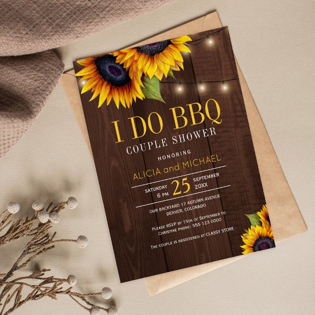 Invitación Flores de sol rusas hago barbacoa boda pareja duch (Subido por el creador)