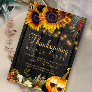 Invitación Flores de sol rusticas cosechan madera Día de Acci