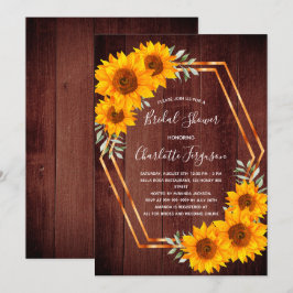 Invitación Flores de sol rústicas geométricas de madera Brida