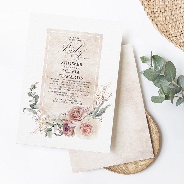 Invitación Flores De Sombra Teresa Boho Elegant Baby Shower (Subido por el creador)