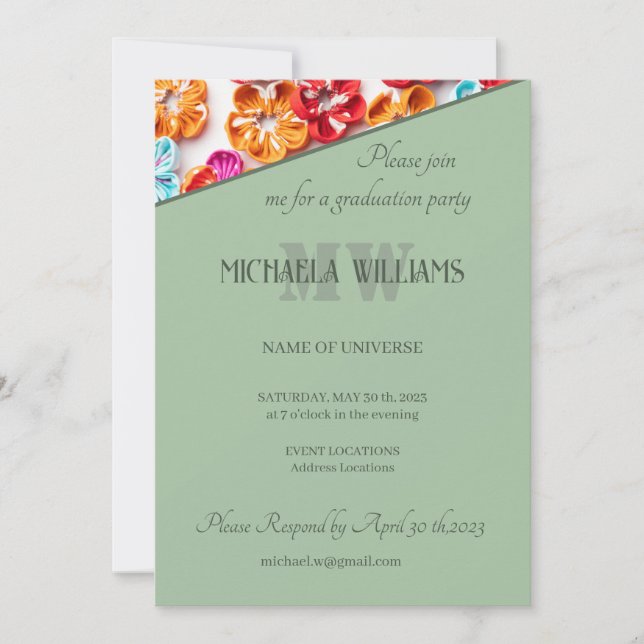 Invitación Flores de tela de coser hechas a mano de primavera (Anverso)
