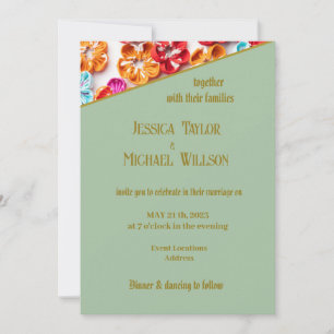 Invitación Flores de tela de coser hechas a mano de primavera