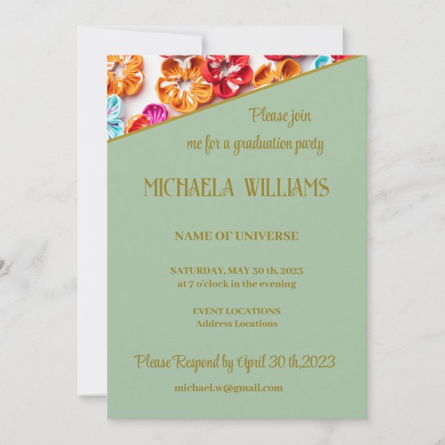 Invitación Flores de tela de coser hechas a mano de primavera (Anverso)