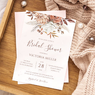 Invitación Flores de Terracota Boho Otoño Bridal Shower Terro