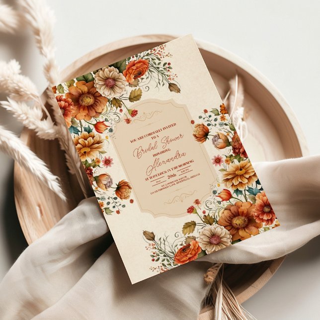 Invitación Flores de terracota oxidada ducha de novia (Subido por el creador)