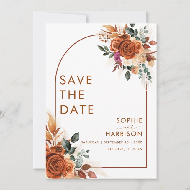 Invitación Flores de terracota Resto de hierba de Pampas salv (Anverso)