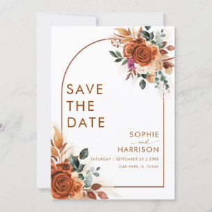 Invitación Flores de terracota Resto de hierba de Pampas salv