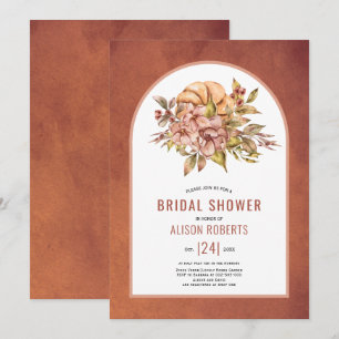 Invitación Flores de terracota y calabaza caen en la ducha de