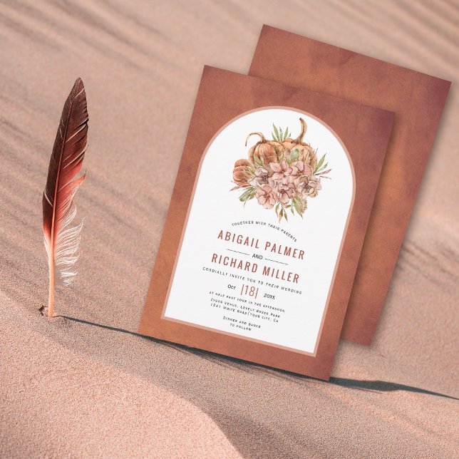 Invitación Flores de terracota y calabazas caen la boda (Subido por el creador)
