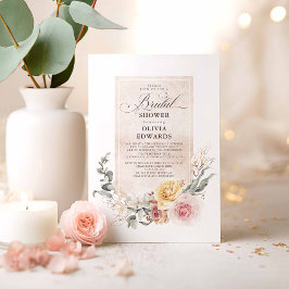 Invitación Flores De Tierra Flores Boho Elegante Ducha De Nov