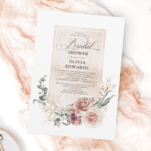 Invitación Flores De Tierra Flores Boho Elegante Ducha De Nov (Subido por el creador)