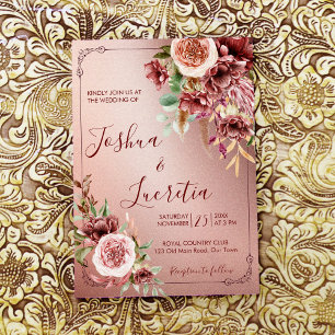 Invitación Flores de tierra rústicas boho terracota