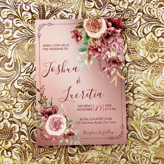 Invitación Flores de tierra rústicas boho terracota (Subido por el creador)