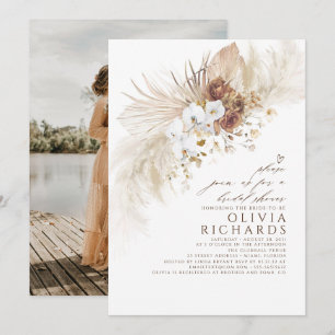 Invitación Flores de tierra y blanco Boho Bridal Shower Photo