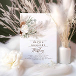 Invitación Flores de tierra y Boda bohemio de pampas<br><div class="desc">Pampas hierba y flores blancas marrones invitaciones botánicas elegantes de boda</div>