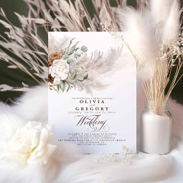 Invitación Flores de tierra y Boda bohemio de pampas