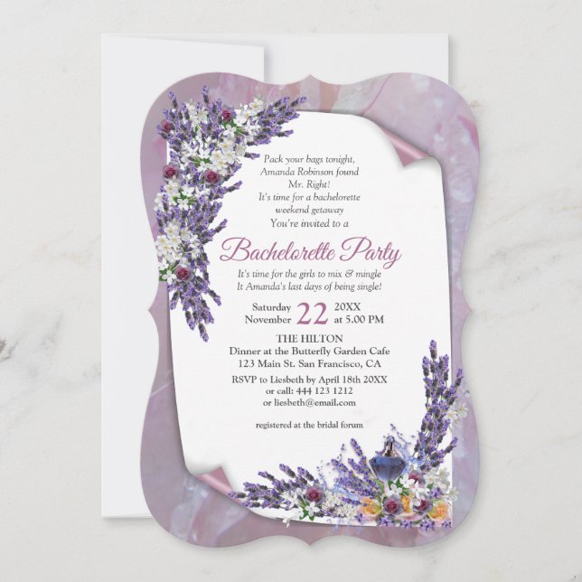 Invitación Flores de tubérculo y lavanda (Anverso)