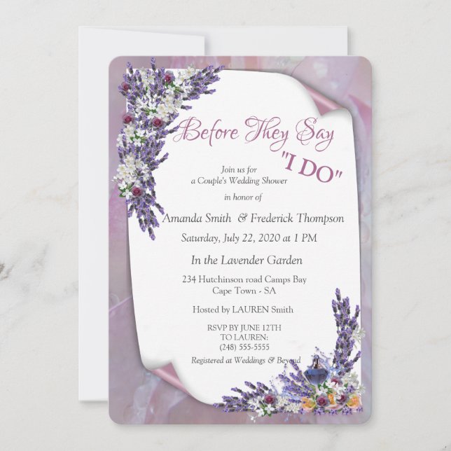 Invitación Flores de tubérculo y lavanda (Anverso)