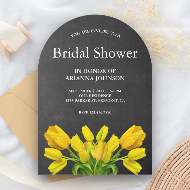 Invitación Flores de Tulipán Amarillo Brillante Despedida de  (Subido por el creador)