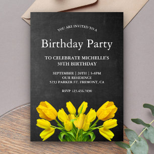 Invitación Flores de Tulipán Amarillo Brillante Fiesta de Cum