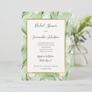 Invitación Flores de Tulipán Blancas Verdes Hermosas Baño de