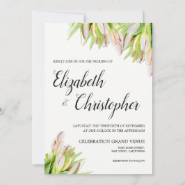 Invitación Flores De Tulipán Frescas Boda Verde Rosa Elegante