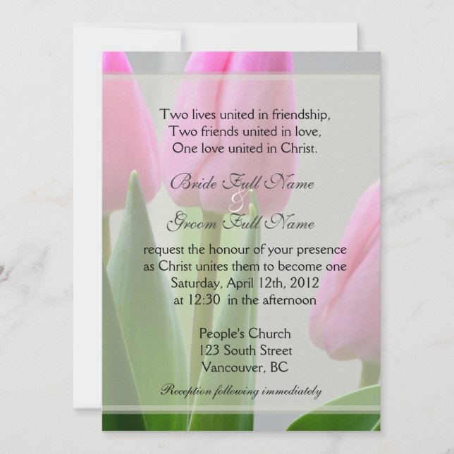 Invitación Flores de tulipán rosa de primavera bonito boda cr (Anverso)
