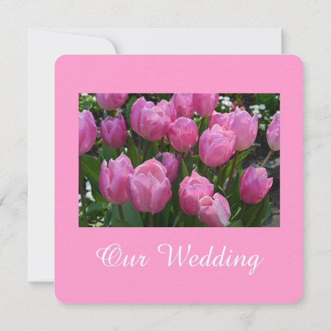 Invitación Flores de tulipán rosado hermoso para boda (Reverso)