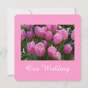 Invitación Flores de tulipán rosado hermoso para boda