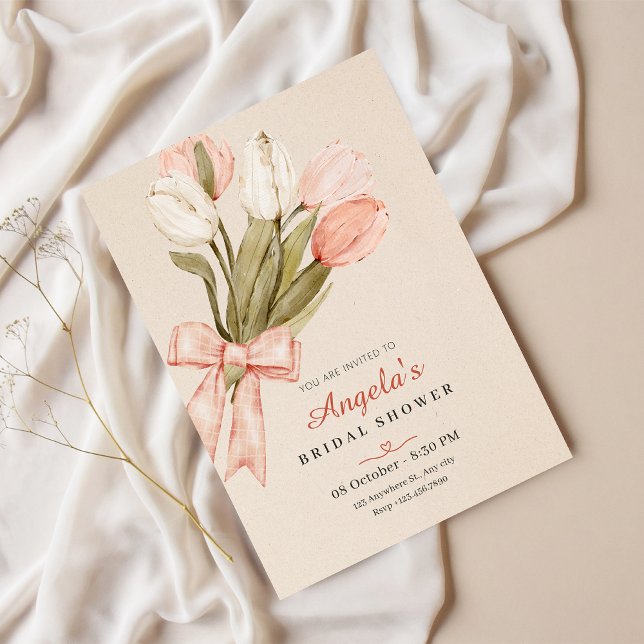 Invitación Flores de tulipanes pasteles, ducha de novia (Subido por el creador)