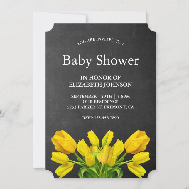 Invitación Flores de tulipano amarillo brillante Baby Shower (Anverso)