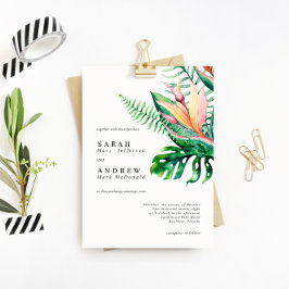 Invitación Flores de vegetación tropical Boda mínimo moderno