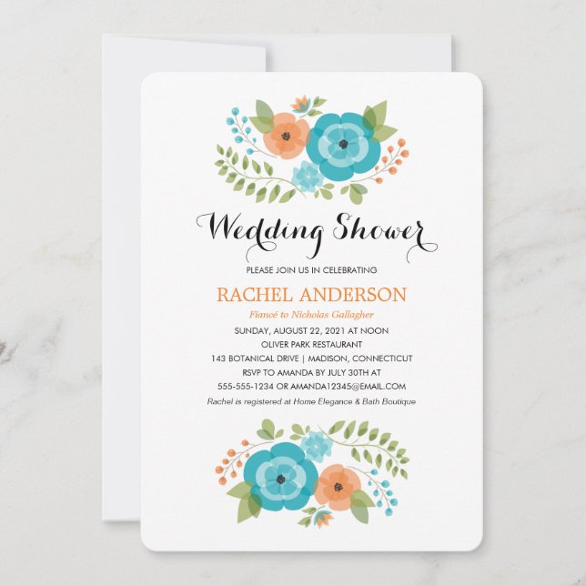 Invitación Flores de verano de Sheer | Ducha de boda (Anverso)