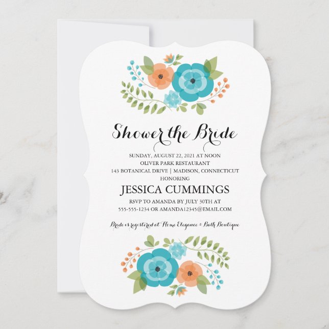Invitación Flores de verano de Sheer | Ducha de novia (Anverso)