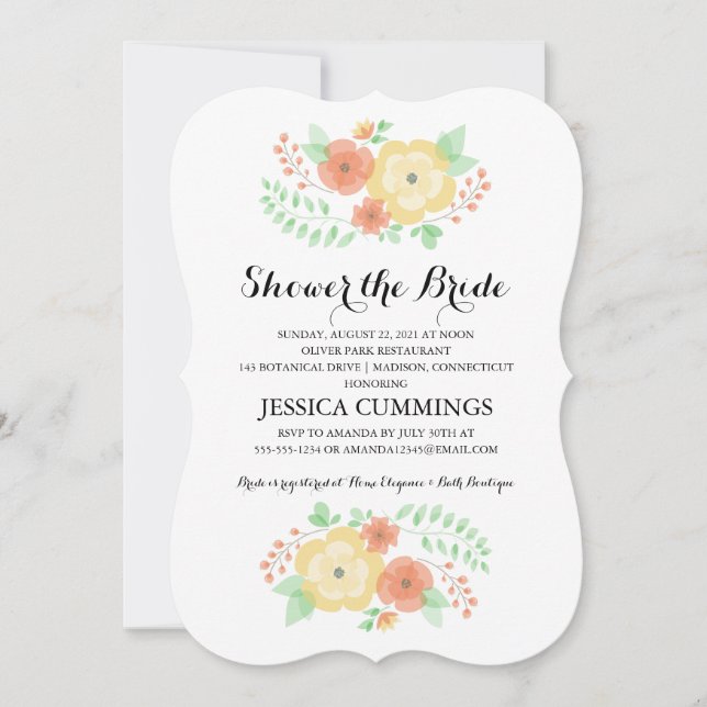 Invitación Flores de verano de Sheer | Ducha de novia (Anverso)