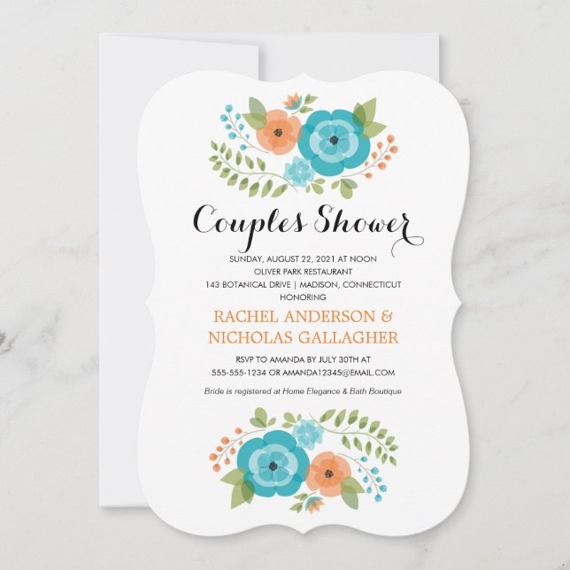 Invitación Flores de verano de Sheer | Ducha de pareja (Anverso)