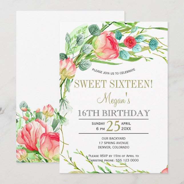 Invitación Flores de verano elegantes rosas jardín dulces die (Anverso / Reverso)