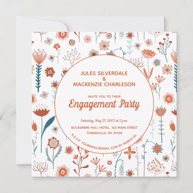 Invitación Flores de verano escandinavas Boho Engagement (Anverso)