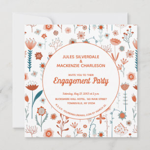 Invitación Flores de verano escandinavas Boho Engagement