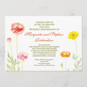 Invitación flores de verano jardín boda aniversario