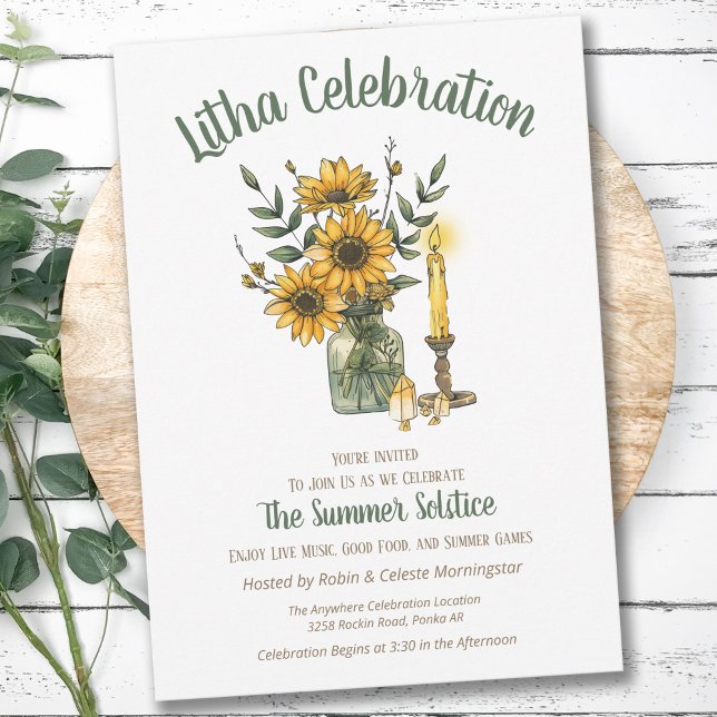 Invitación Flores de verano Litha Girasoles en florero Solsti (Subido por el creador)