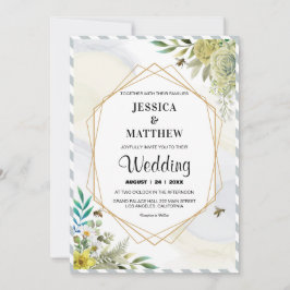 Invitación Flores de Verano Marco Dorado Boda