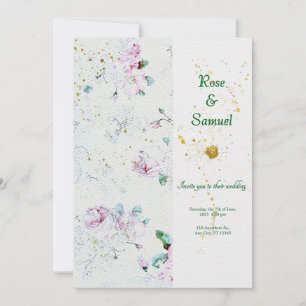 Invitación Flores de Verano Papel Acuarela Texturizado Boda I